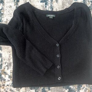 Black cropped button up sweater